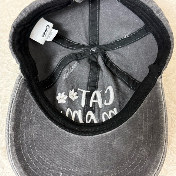 Sonoma Cat Mom Heather Gray Denim Cap Hat Crazy Cat Lady - Picture 3 of 5